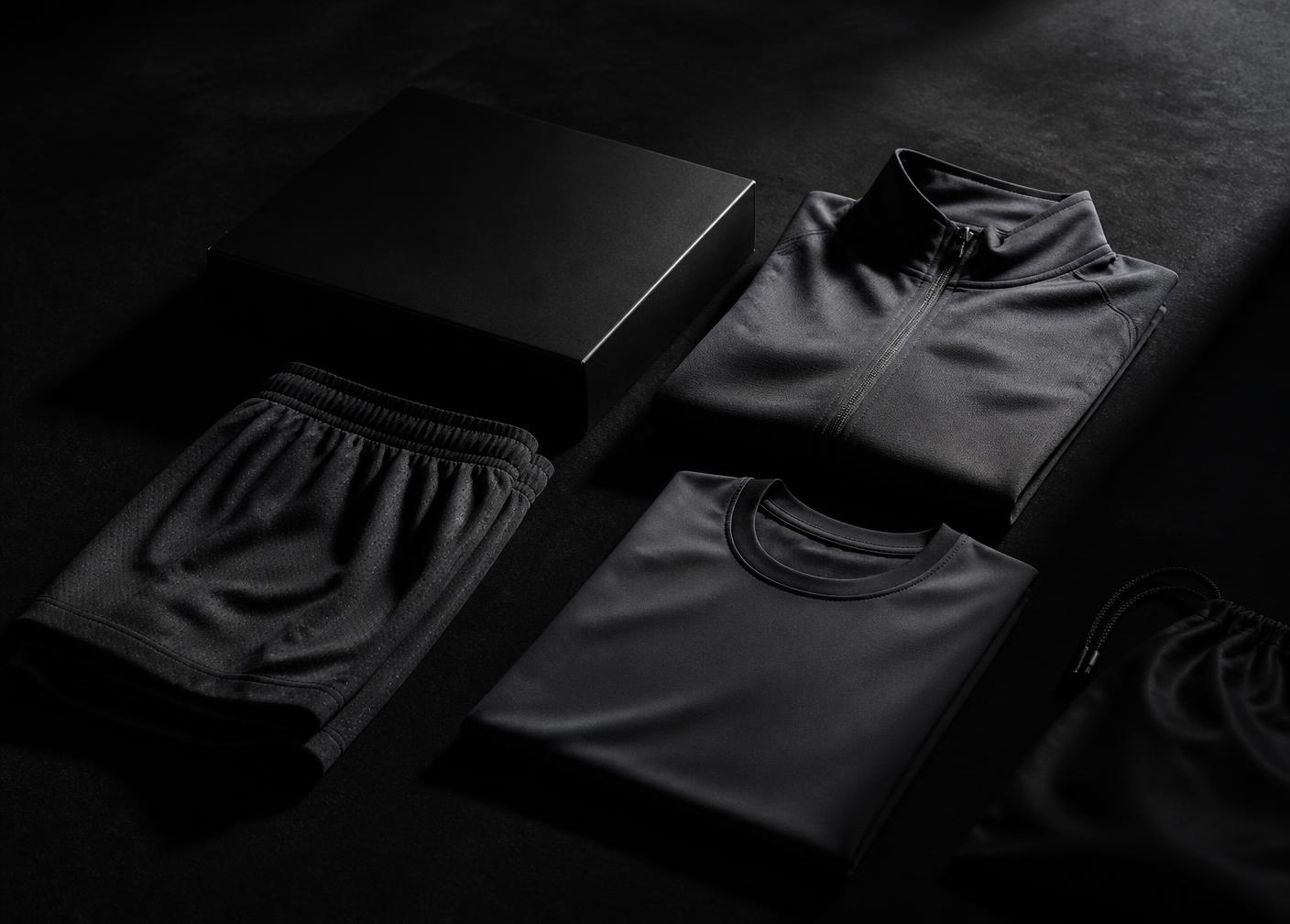 Nature morte premium d'articles de sportswear noirs